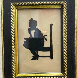 VIntage Paper Silhouette Girl in Chair